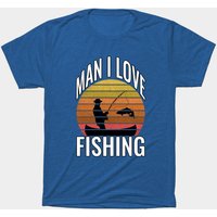 T-shirt pour hommes Man I Love Fishing en noir — T-shirts pour hommes