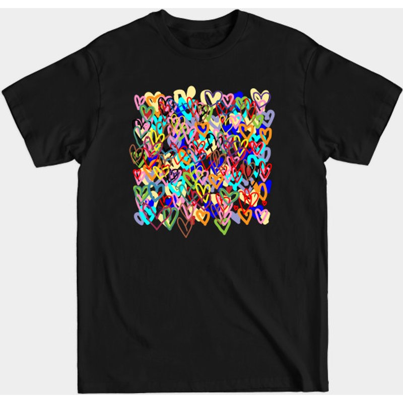 T-shirt à motif de cœurs pour hommes en noir — T-shirts pour hommes