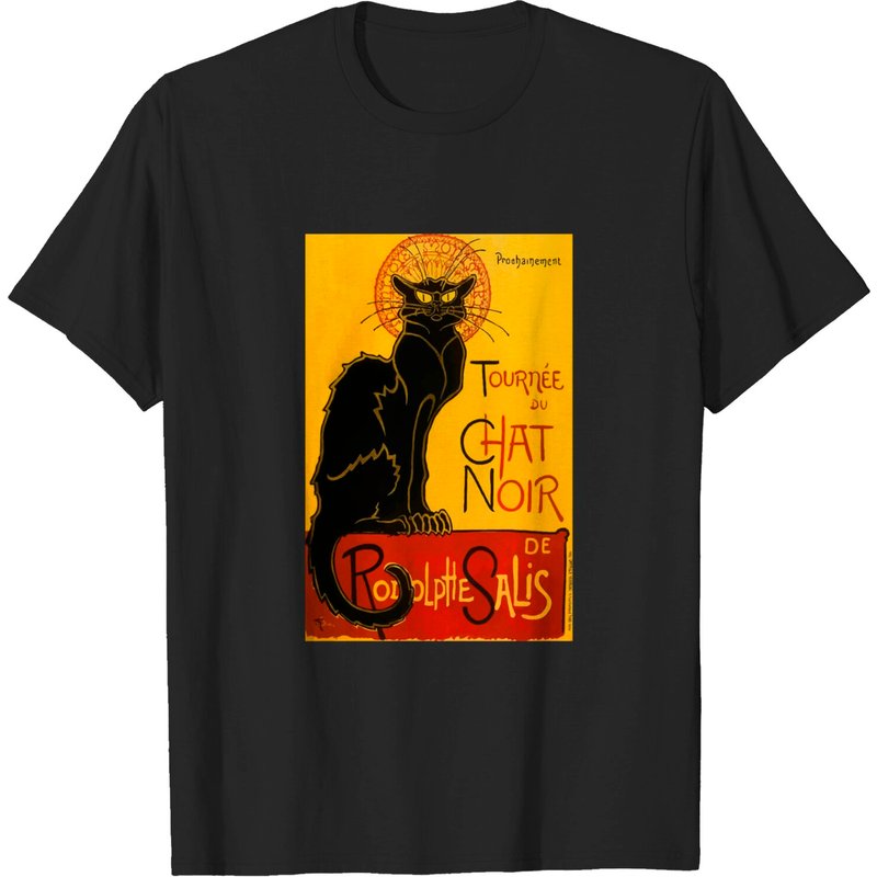 Vintage Le Chat Noir Black Cat Paris Men's T-Shirt — Mens T Shirts