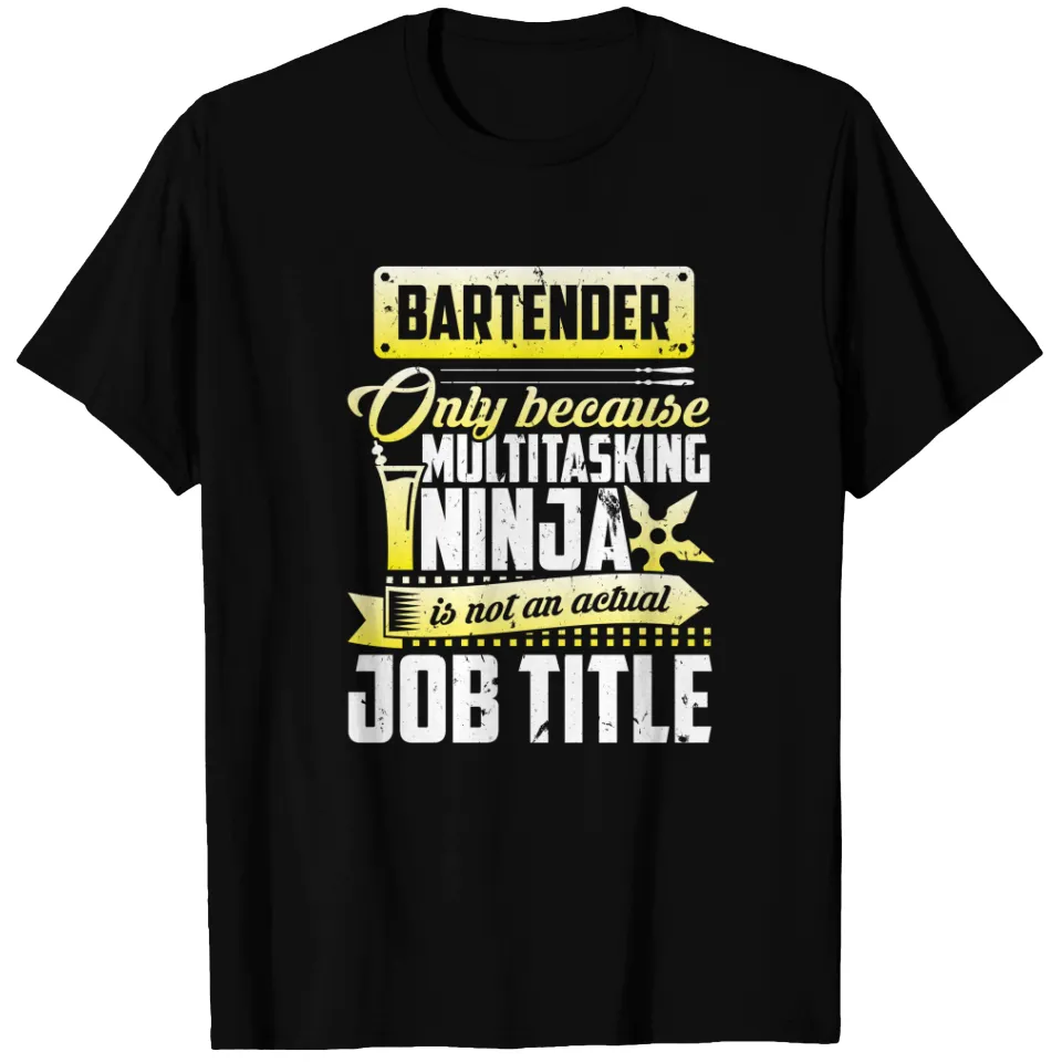T-shirt Bartender Ninja pour hommes - Noir — T-shirts pour hommes