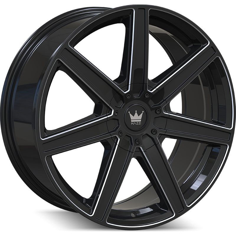 Mazzi Roue 376 Laguna Noir Brillant Milled - 20x8.5 - 5x112 — Roues et jantes