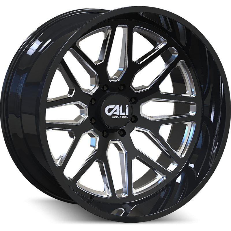 Cali Off Road 9115 Invader Gloss Black Milled Wheels - 28x12 -6x135 — Wheels & Rims