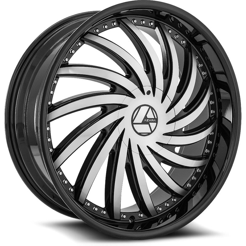 Roues Azara Aza-508 Noir Brillant Usiné - 26x9.5 - 6x135 — Roues et jantes