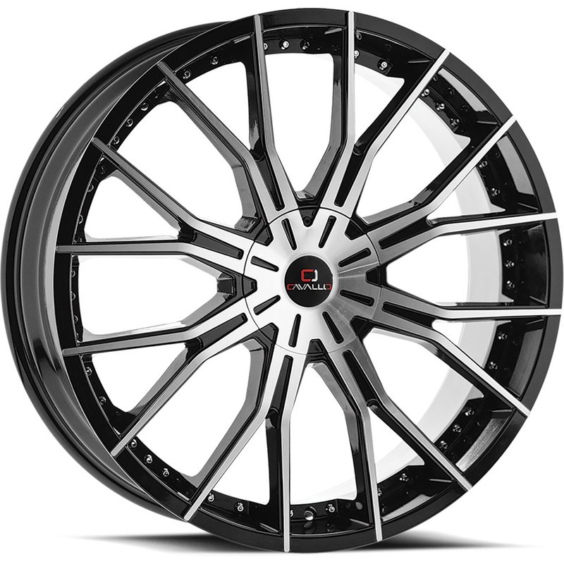 Cavallo CLV-36 Gloss Black Machined Wheels - 18x8, 5x112, 35 Offset — Wheels & Rims