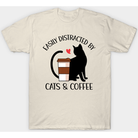 Easily Distracted By Cats And Coffee Men's T-Shirt — Mens T Shirts