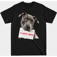 Pitbull I Love Mom T-Shirt for Men in Black — Mens T Shirts