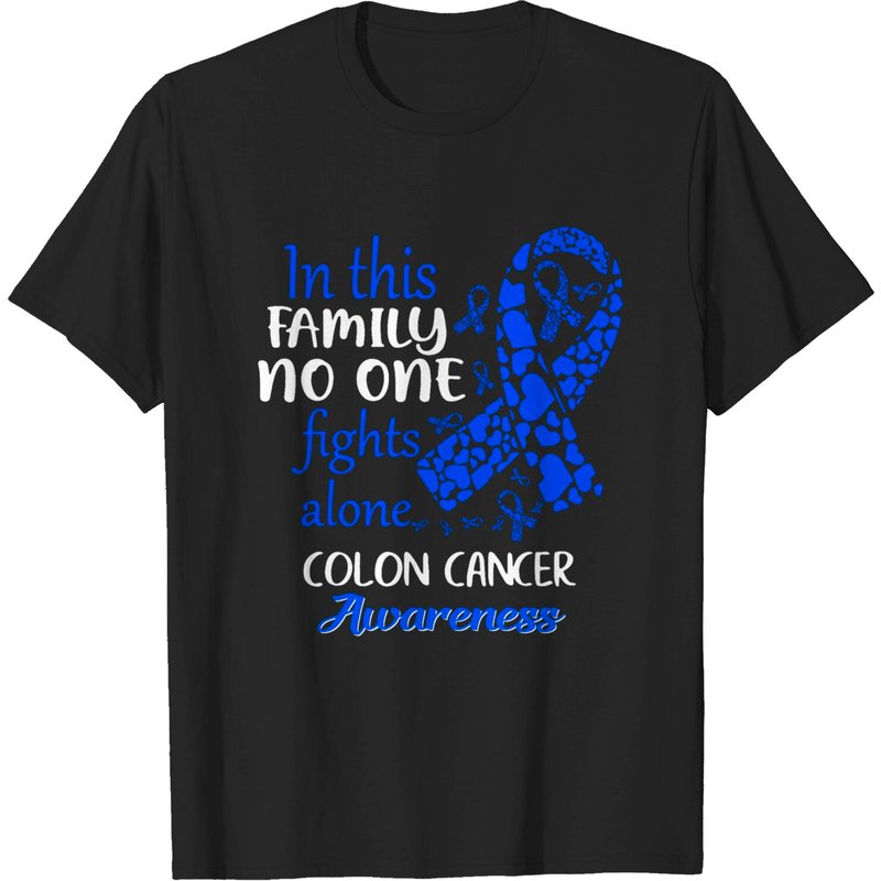 Dans cette famille, personne ne lutte seul contre le cancer du côlon - T-shirt pour hommes — T-shirts pour hommes