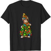 Cat Christmas Tree Men's T-Shirt in Black