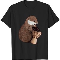 T-shirt pour hommes Otter Plays The Djemba - Noir — T-shirts pour hommes
