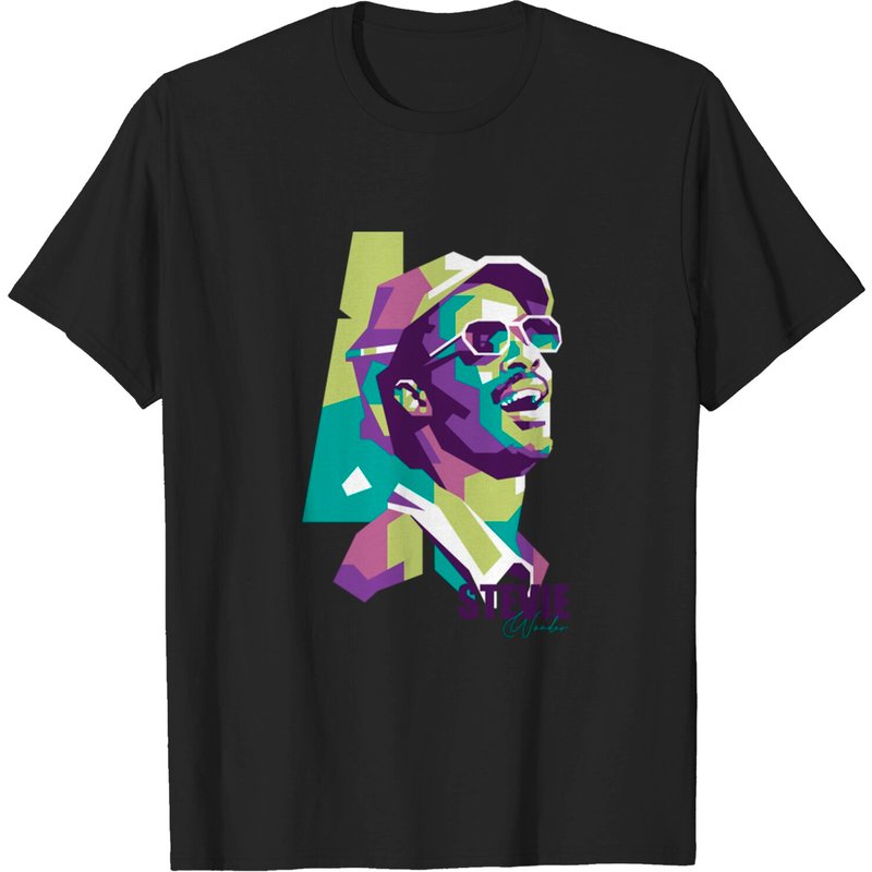 T-shirt pour hommes Stevie Wonder Popart - Noir — T-shirts pour hommes