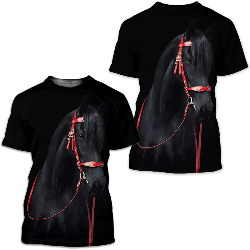 T-Shirt 3D Imprimé Course Équestre — T-shirts pour hommes