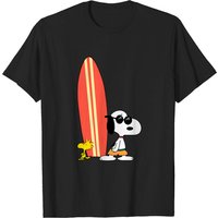 Surf! Snoopy Men's T-Shirt in Black
