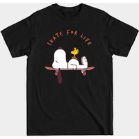 T-shirt Snoopy pour hommes Skate 4 Life en noir