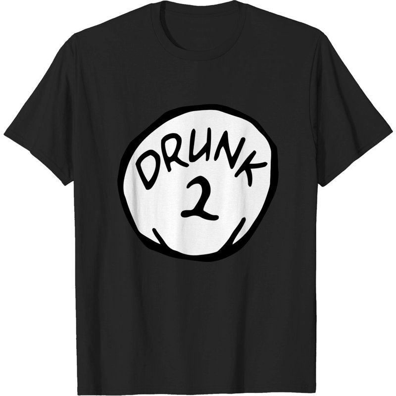 T-shirt Drunk 1 Drunk 2 pour hommes en noir