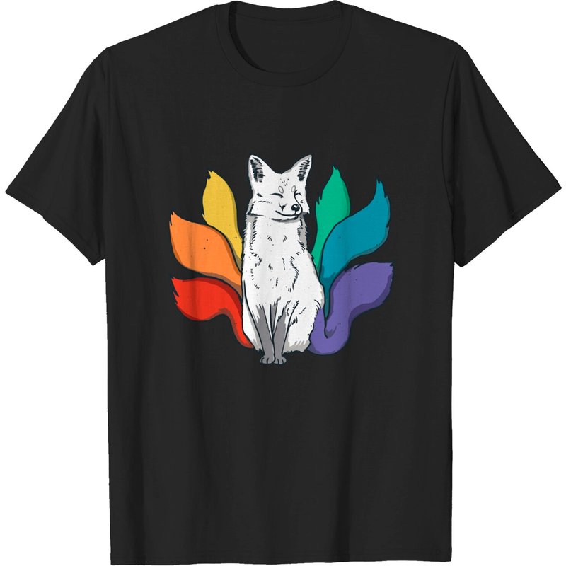 T-shirt LGBT Rainbow Fox Pride pour hommes en noir