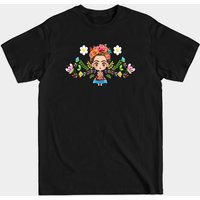 T-shirt Cartoon Frida Kahlo pour Hommes en Noir — T-shirts pour hommes