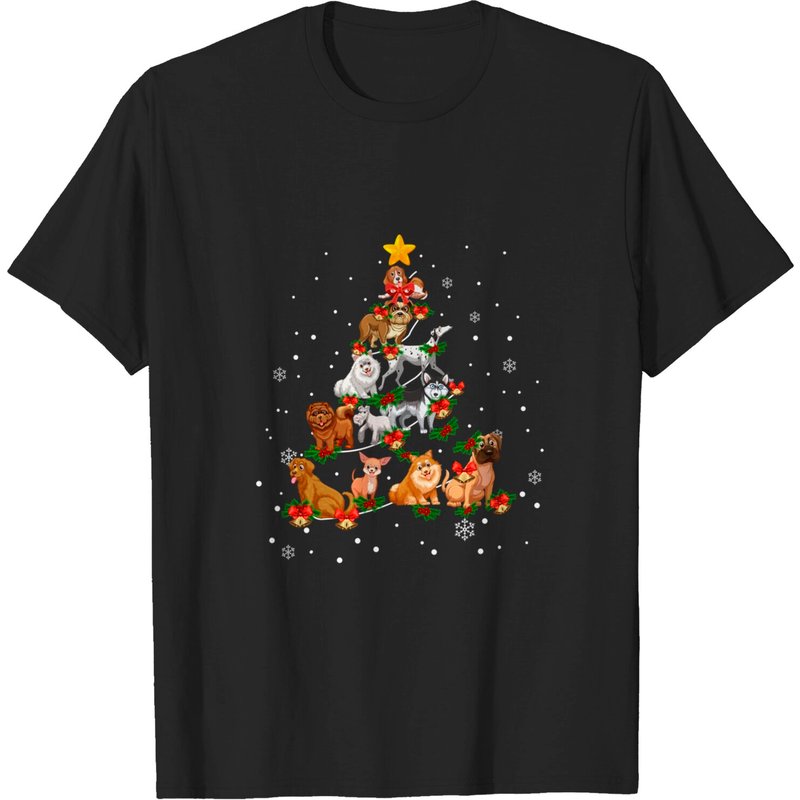 T-shirt Arbre de Noël Amoureux des Chiens pour Hommes, Femmes et Enfants — T-shirts pour hommes