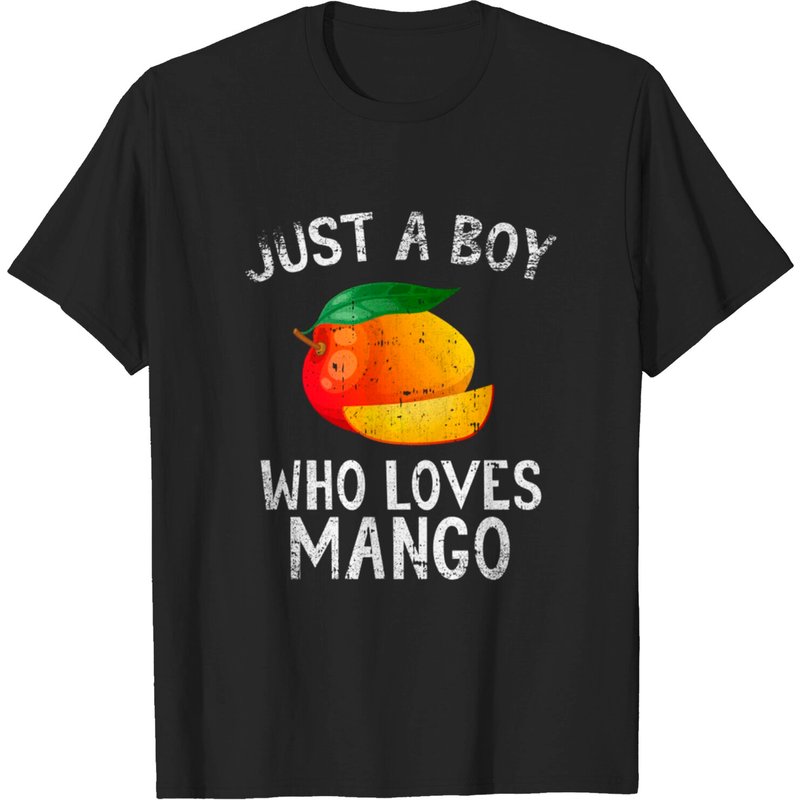 Just A Boy Who Loves Mango T-Shirt pour hommes en noir — T-shirts pour hommes