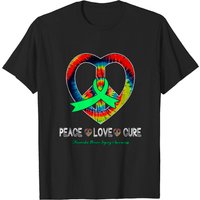 T-shirt avec ruban de sensibilisation aux traumatismes crâniens Peace Love Cure — T-shirts pour hommes