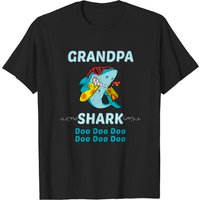 T-shirt pour hommes Family Shark 1 Grandpa en noir