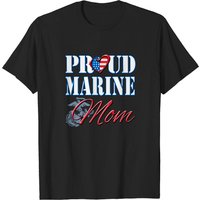 Proud Marine Mom Military T-Shirt for Men - Black