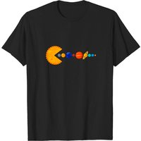 Pacman Eating Planets T-Shirt for Men - Black