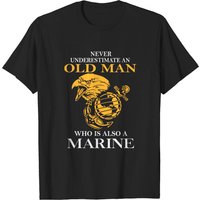 T-shirt Never Underestimate An Old Man Marine pour hommes
