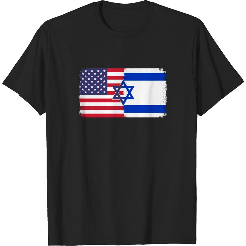 T-shirt Drapeau Israël USA pour Hommes en Noir — T-shirts pour hommes