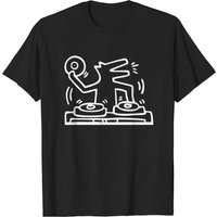 T-shirt Keith Lovers Haring Outline DJ Dog Blanc pour Hommes — T-shirts pour hommes