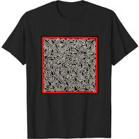 T-shirt Keith Lovers Haring Outline Noir Rouge pour Hommes
