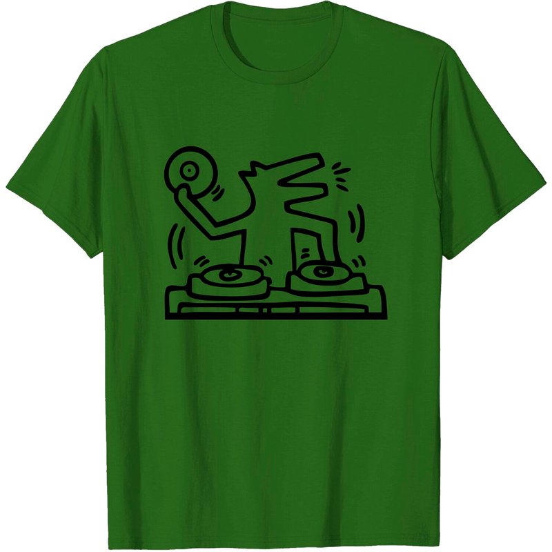 T-shirt pour hommes Keith Lovers Haring Outline DJ Dog — T-shirts pour hommes