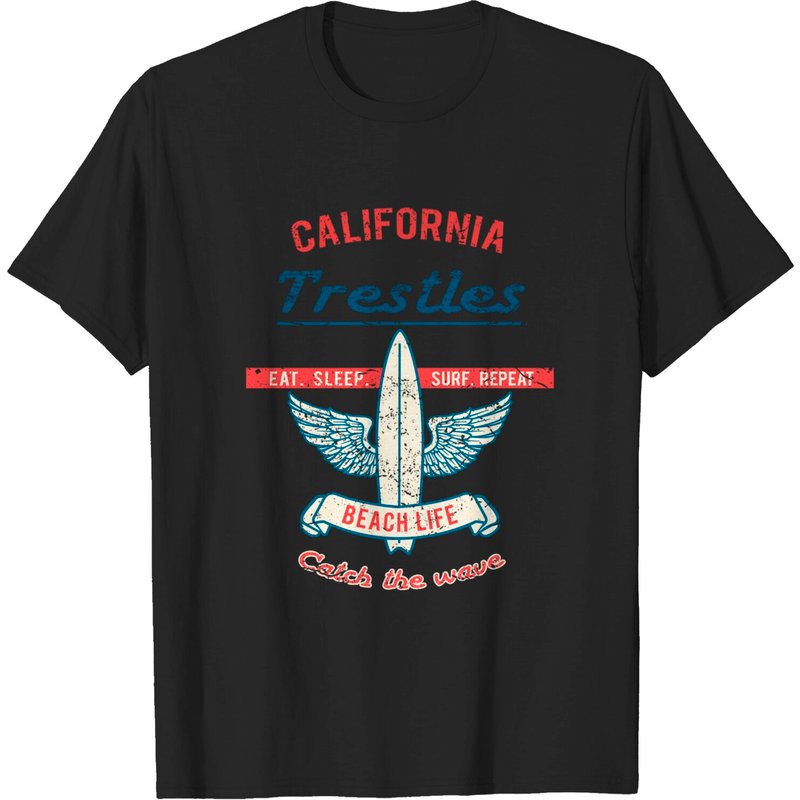 T-shirt noir pour hommes California Trestles — T-shirts pour hommes