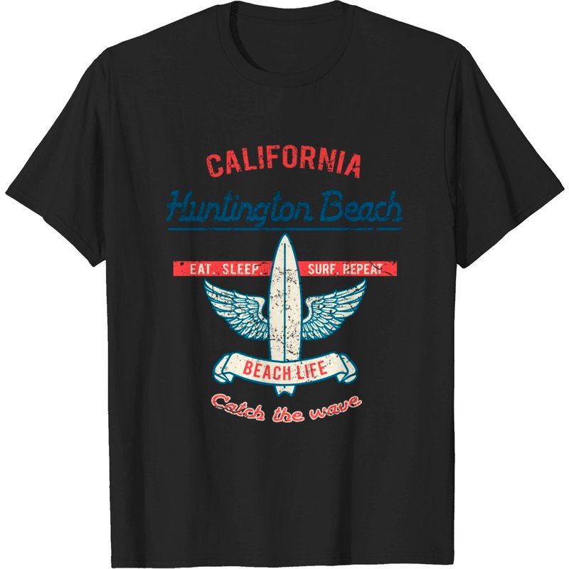 T-Shirt California Huntington Beach Surfboard pour hommes — T-shirts pour hommes