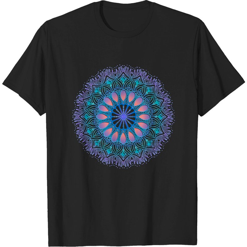 T-shirt pour hommes Mandala Doodle0009 en noir — T-shirts pour hommes