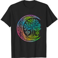 Sacred Tree of Life Moon Mandala T-Shirt for Men - Black