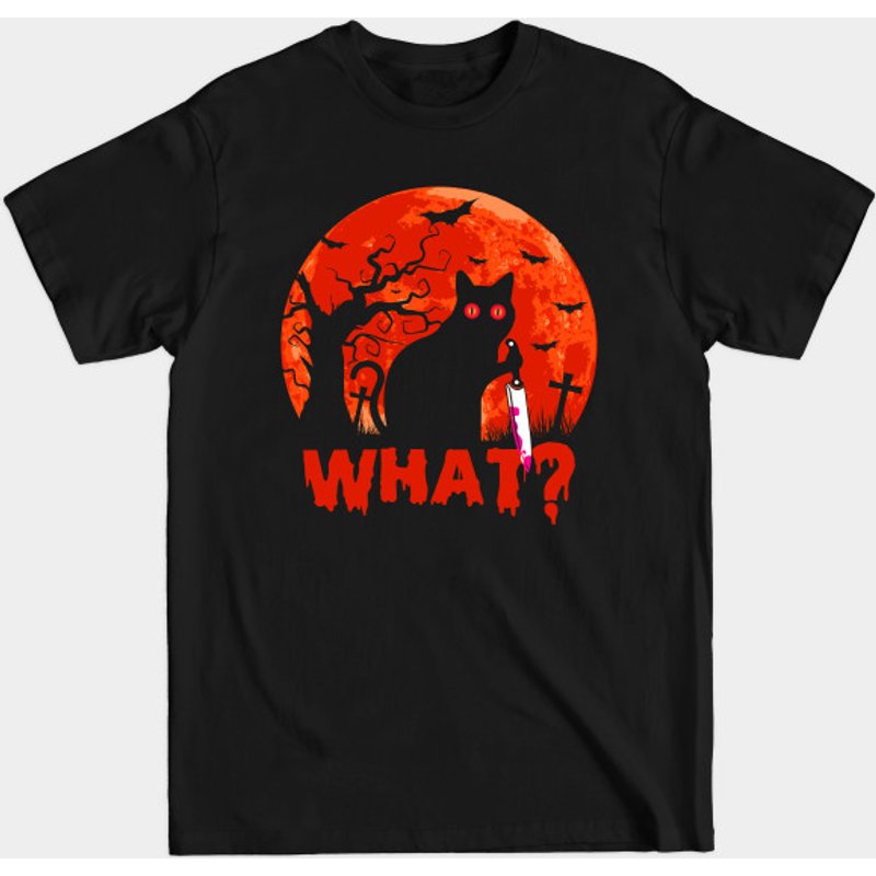 Cats Love Halloween Black Cat Design T-Shirt — Mens T Shirts