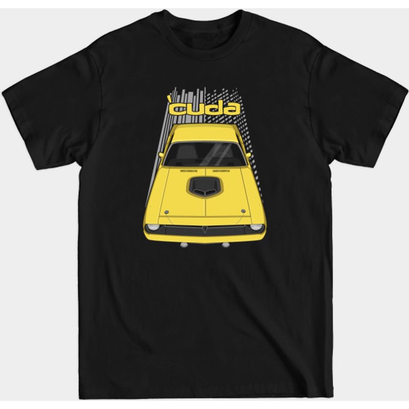 T-shirt Plymouth Barracuda Hemi Cuda 1970 Jaune pour Hommes — T-shirts pour hommes