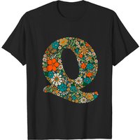 T-shirt pour hommes Hippie Floral Lettre Q — T-shirts pour hommes