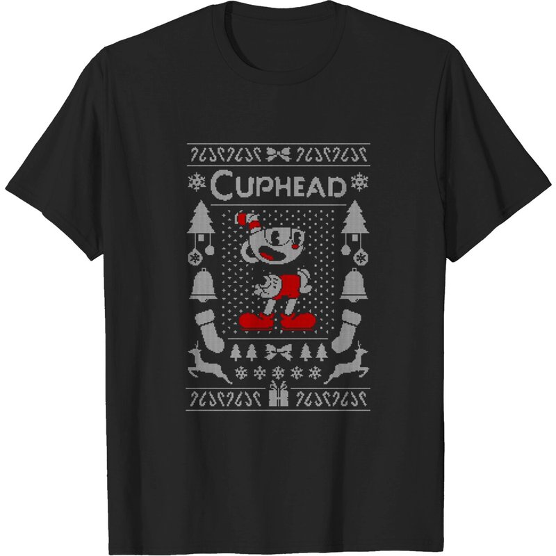 T-shirt Cuphead Ugly Sweater pour hommes en noir