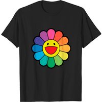 Takashi Murakami Flower Rainbow T-Shirt for Men - Black — Mens T Shirts