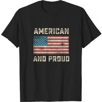 T-shirt militaire American And Proud avec drapeau des États-Unis pour hommes — T-shirts pour hommes