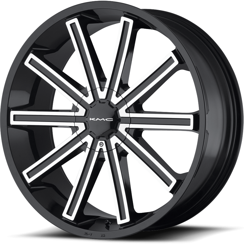 Roues KMC KM681 Nerve Noir Brillant Usiné 22x9 6x132 38 Offset — Roues et jantes