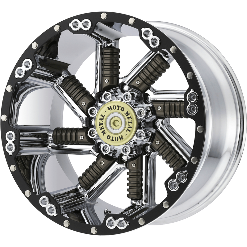 Roues Moto Metal MO979 Buckshot Chrome avec Inserts en Métal Gun — Roues et jantes