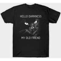 T-shirt Hello Darkness My Old Friend Cat - V2 - Yeux de Chat pour Hommes — T-shirts pour hommes