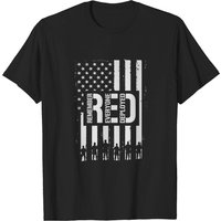 RED Remember Everyone Deployed Flag T-Shirt for Men
