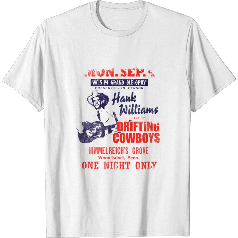 T-Shirt pour Hommes avec Affiche de Concert Distressée de Hank Williams — T-shirts pour hommes