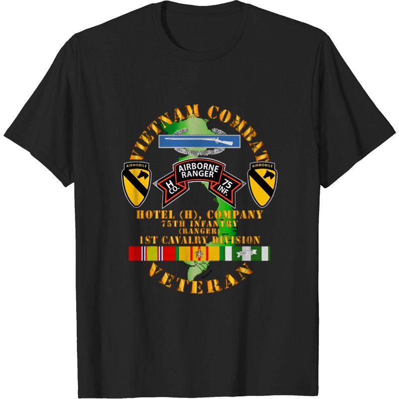 Vietnam Combat Vet H Co 75th Infantry Ranger T-Shirt for Men — Mens T Shirts