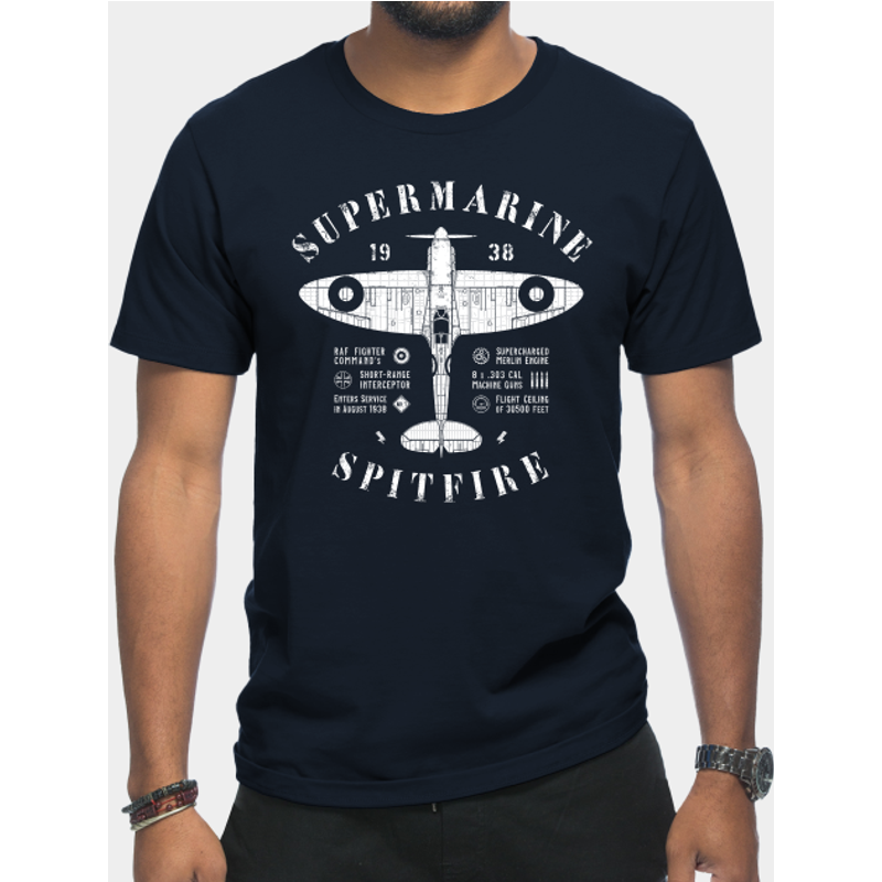 T-shirt pour hommes Supermarine Spitfire en noir