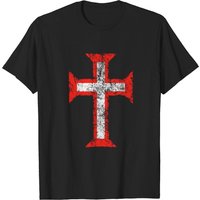T-shirt Distressé Order of Christ Cross-Templar-Portugal pour Hommes