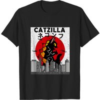 T-shirt Vintage Catzilla Chat Coucher de Soleil pour Hommes — T-shirts pour hommes